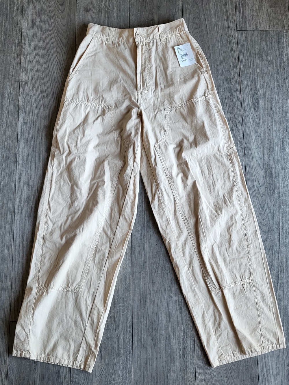 OBEY Women’s Brighton Carpenter Pants Size 25 Beige Cream Barrel Leg Utility NWT